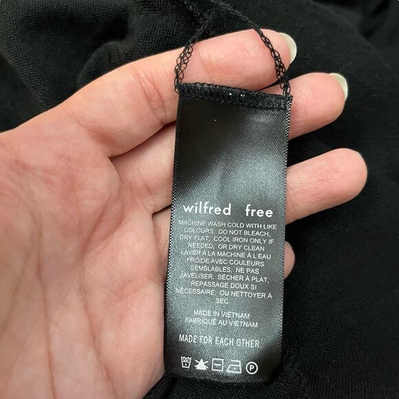 Wilfred Free Mock Neck Sweater Dress Size Small Midi Black Side Slit Minimalist - Picture 6 of 7